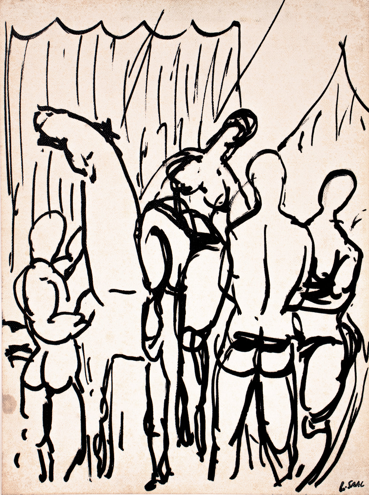 Circus Performance with a Horse &lt;br&gt;1949 Ink &lt;br&gt;&lt;br&gt;#C1713