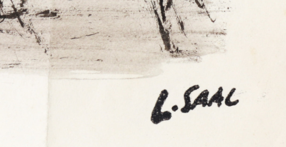 Figurative Abstract Scene with Horse Rider<br>1944 Ink<br><br>#C1720