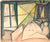 Cubist Interior Scene with Figure <br>1949 Graphite, Crayon & Watercolor <br><br>#C1725