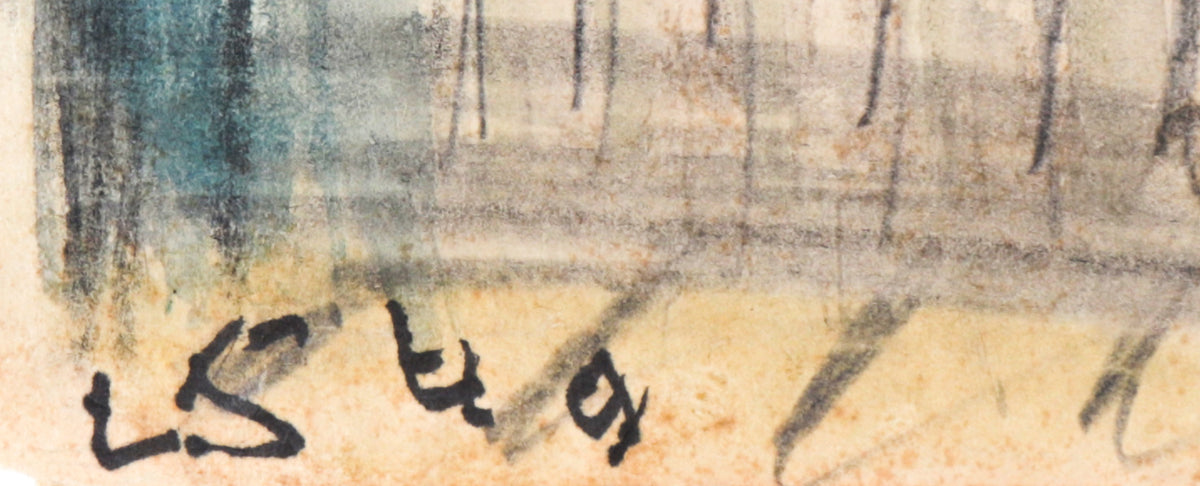 Cubist Interior Scene with Figure <br>1949 Graphite, Crayon & Watercolor <br><br>#C1725