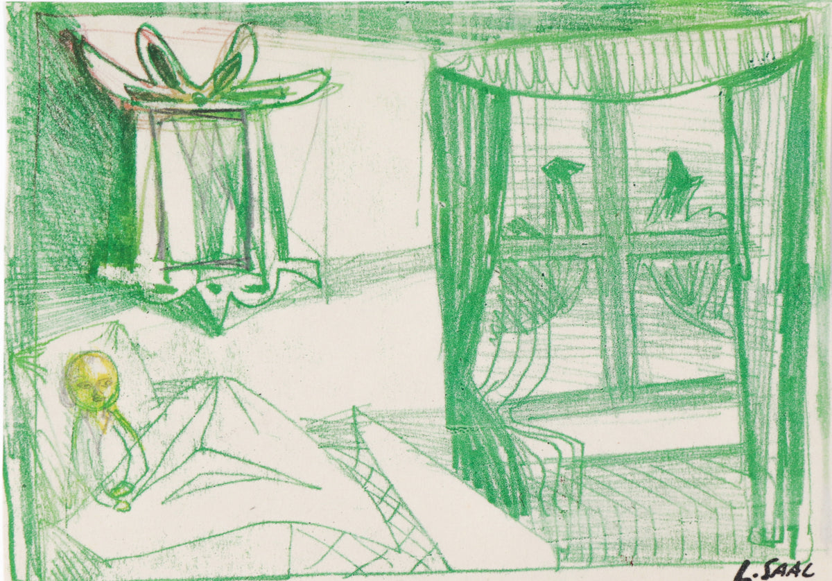Cubist Interior Scene with Figure &lt;br&gt;1949 Pastel, Pencil &amp; Graphite &lt;br&gt;&lt;br&gt;#C1730