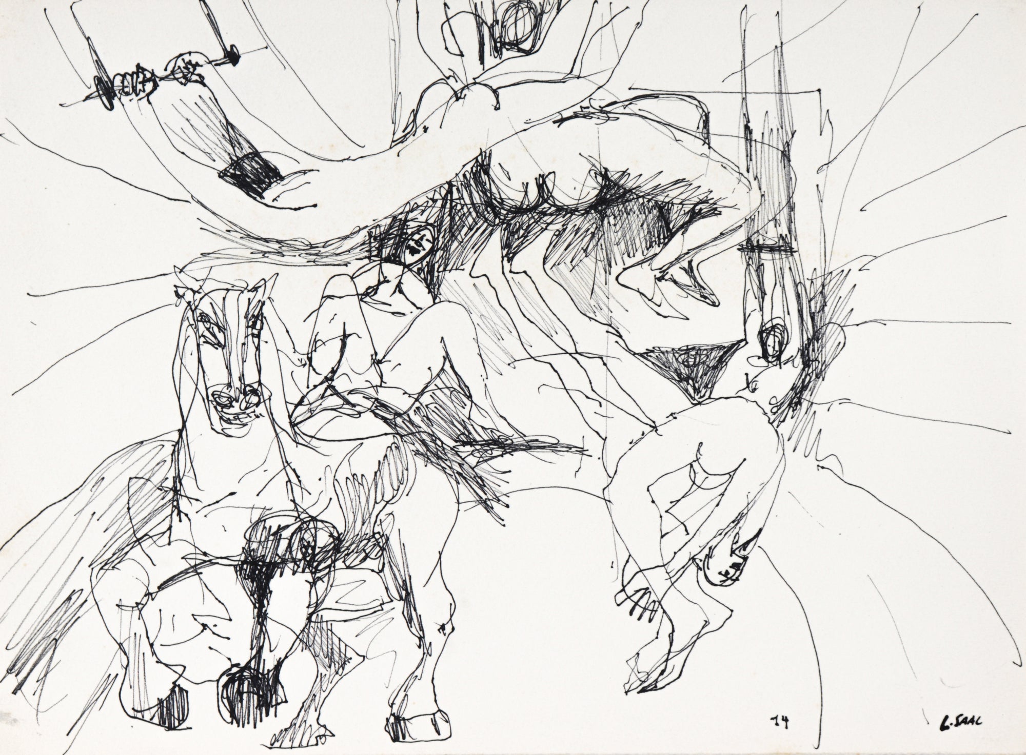 Abstracted Circus Performance <br>1974 Ink <br><br>#C1739