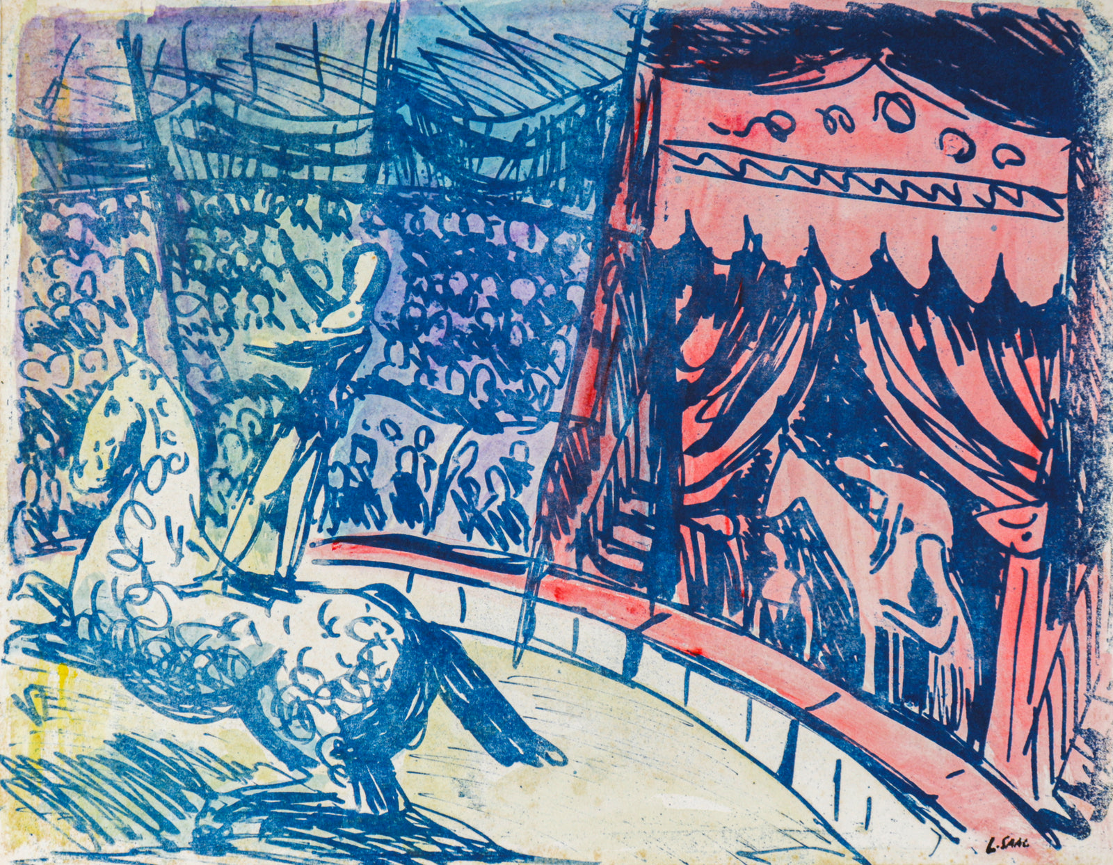 Circus Vaulting Performance <br> 1979 Lithograph <br><br>#C1741