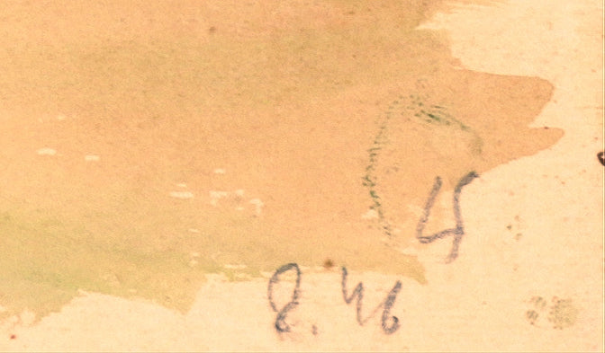 Abstracted Landscape Scene <br> 1946 Watercolor <br><br>#C1743