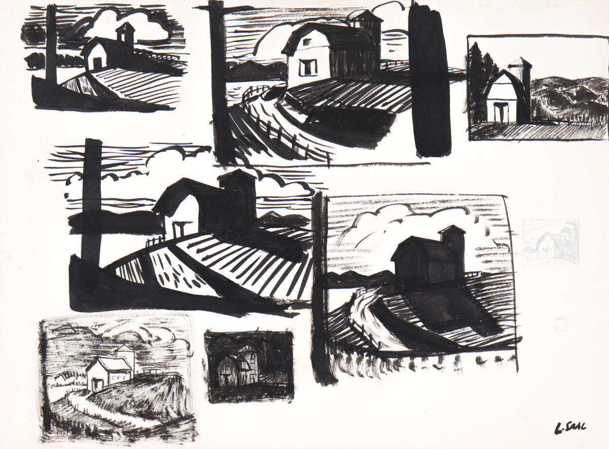 Monochromatic Study of a Farm &lt;br&gt;20th Century Ink &lt;br&gt;&lt;br&gt;#C1746