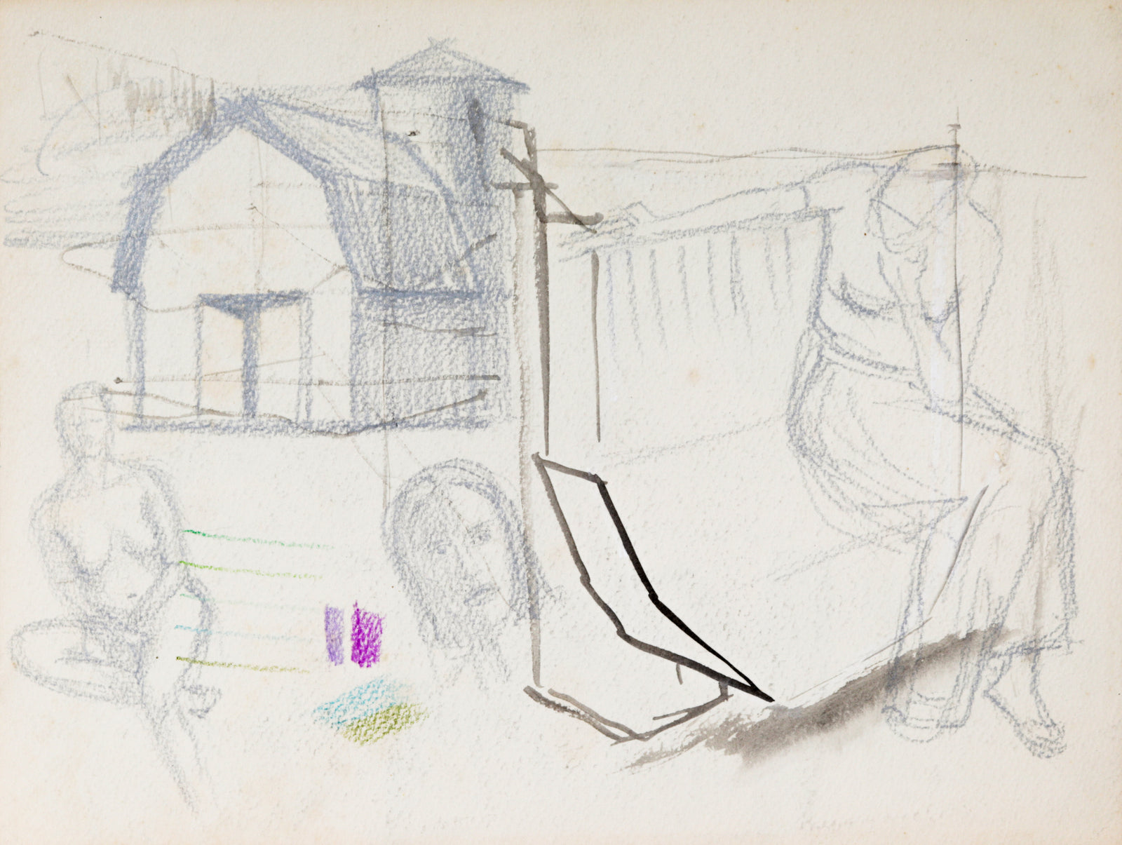 Monochromatic Study of a Farm <br>20th Century Ink <br><br>#C1746