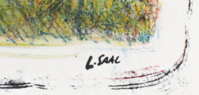 Figure Climbing a Utility Pole <br>1980 Lithograph <br><br>#C1760