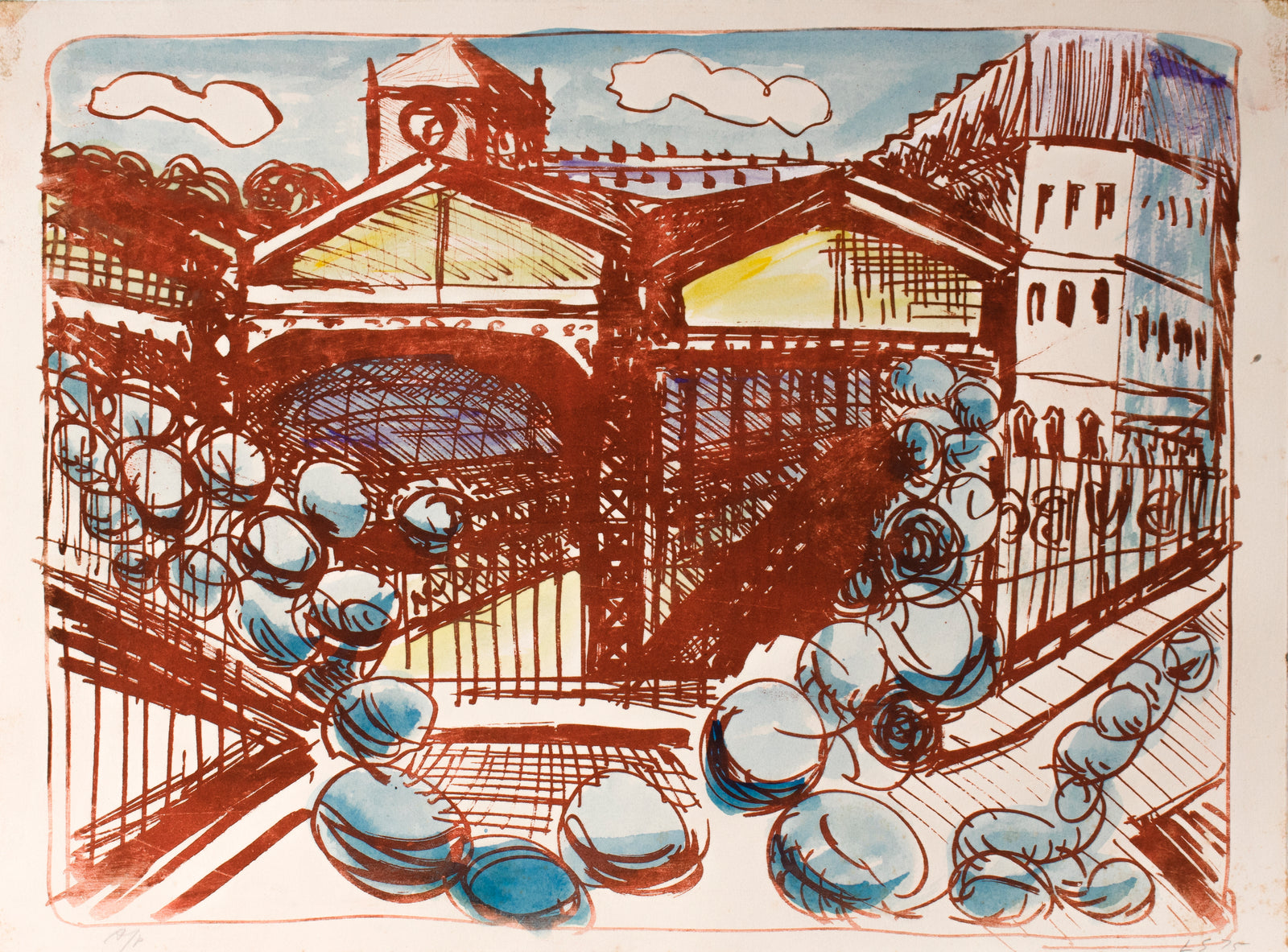 <i> Gare Saint-Lazare, Paris </i> <br>1975 Lithograph <br><br>#C1791