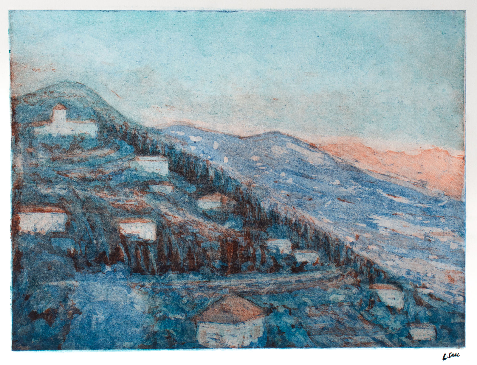 Blue Mountains <br>1983 Aquatint <br><br>#C1796