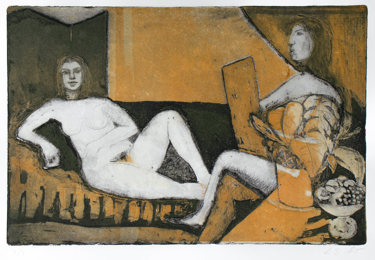 Two Women in Yellow Interior &lt;br&gt;1985 Lithograph &lt;br&gt;&lt;br&gt;#C1798