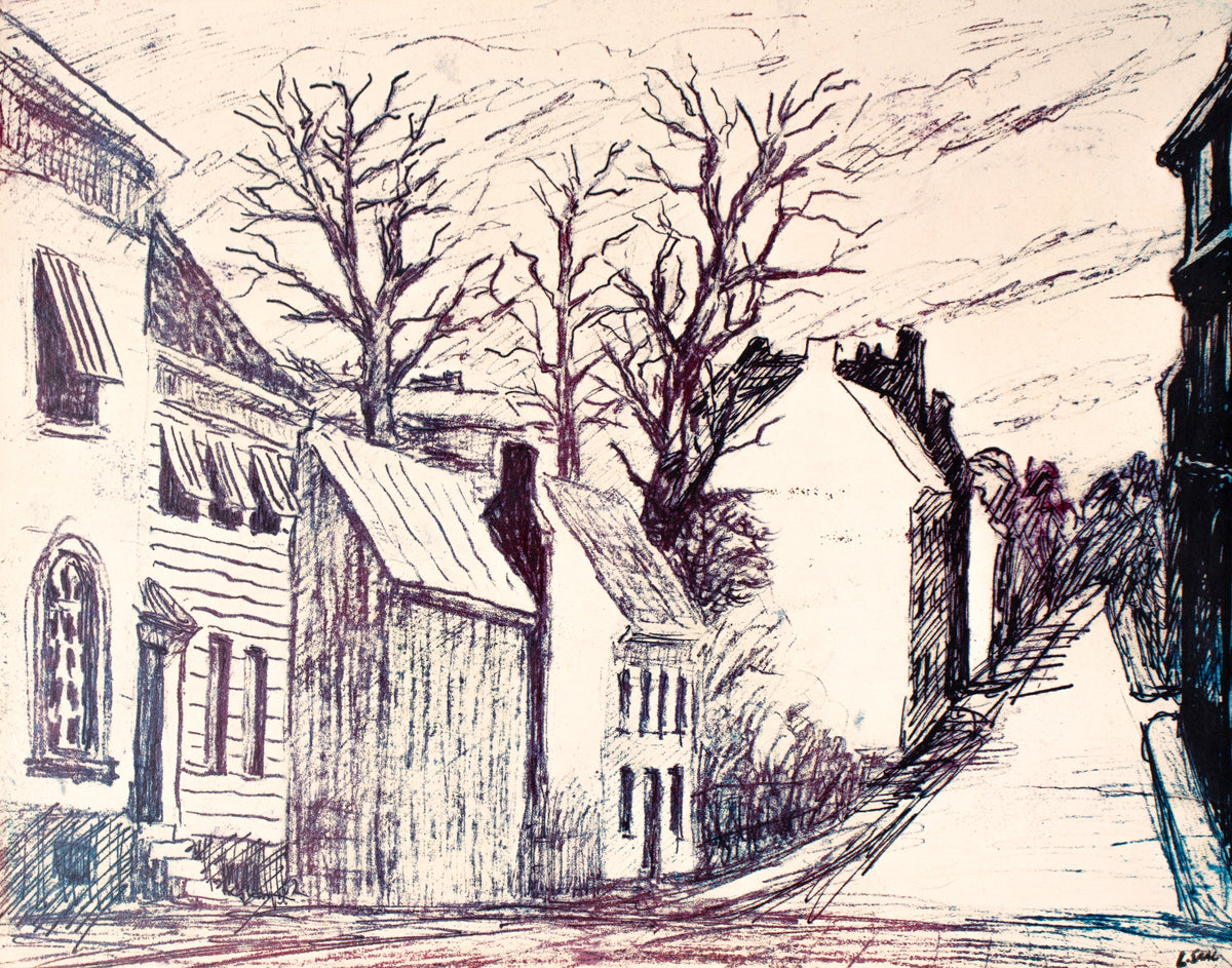 Houses by the Road &lt;br&gt;1987 Lithograph &lt;br&gt;&lt;br&gt;#C1812