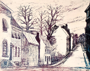 Houses by the Road <br>1987 Lithograph <br><br>#C1812