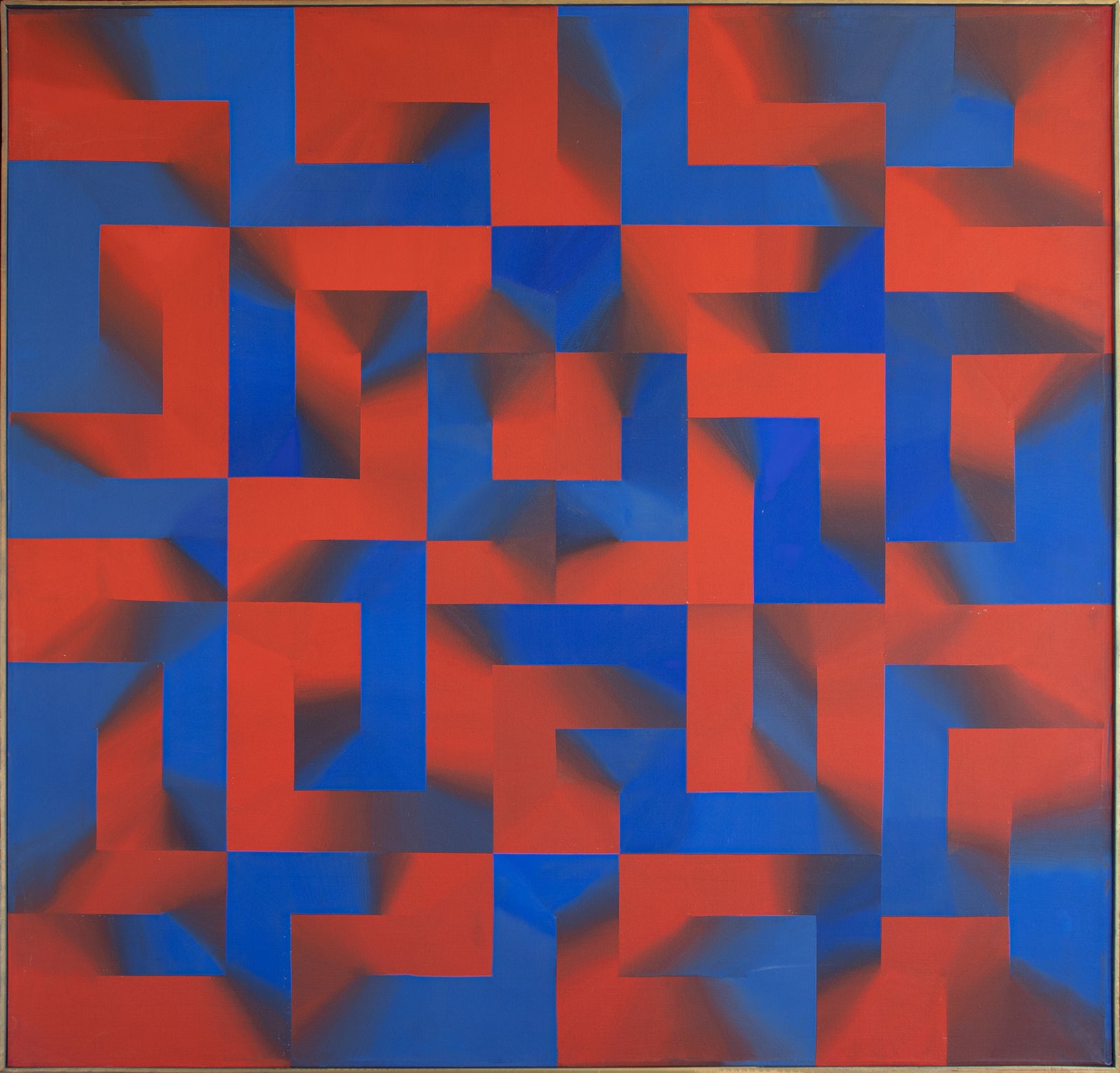 Blue & Orange Abstraction <br>1975 Acrylic <br><br>#C1842