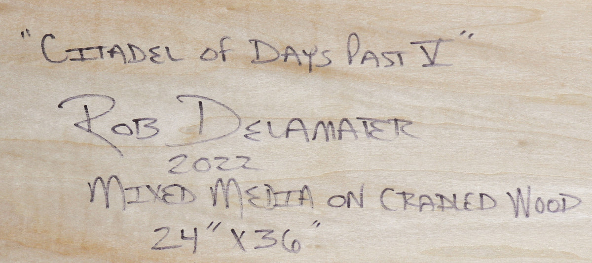 <i>Citadel of Days Past V</i> <br>2022 Mixed Media on Cradled Wood <br><br>#C1972