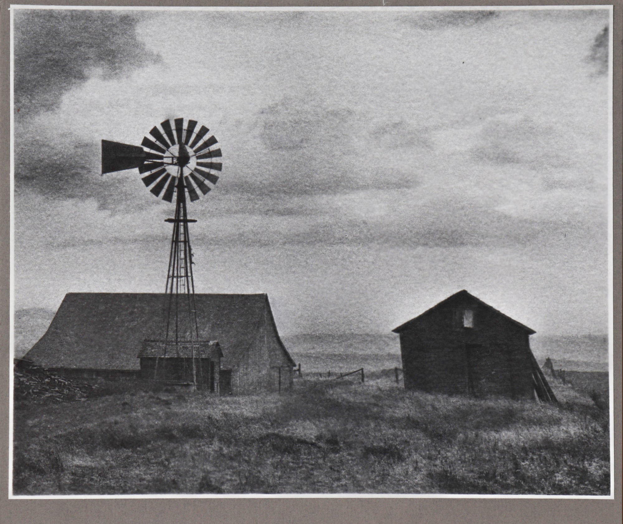 Farmhouse with Windmill <br>20th C. Photograph <br><br>#C2205
