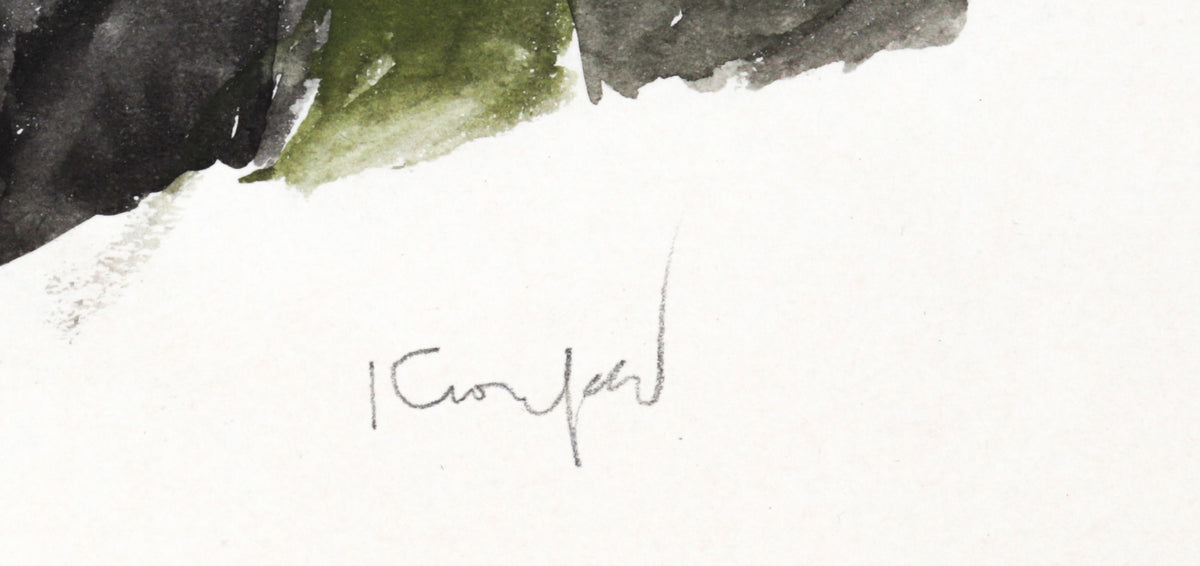 Ram Under the Moon<br>1970's Watercolor<br><br>#C2252