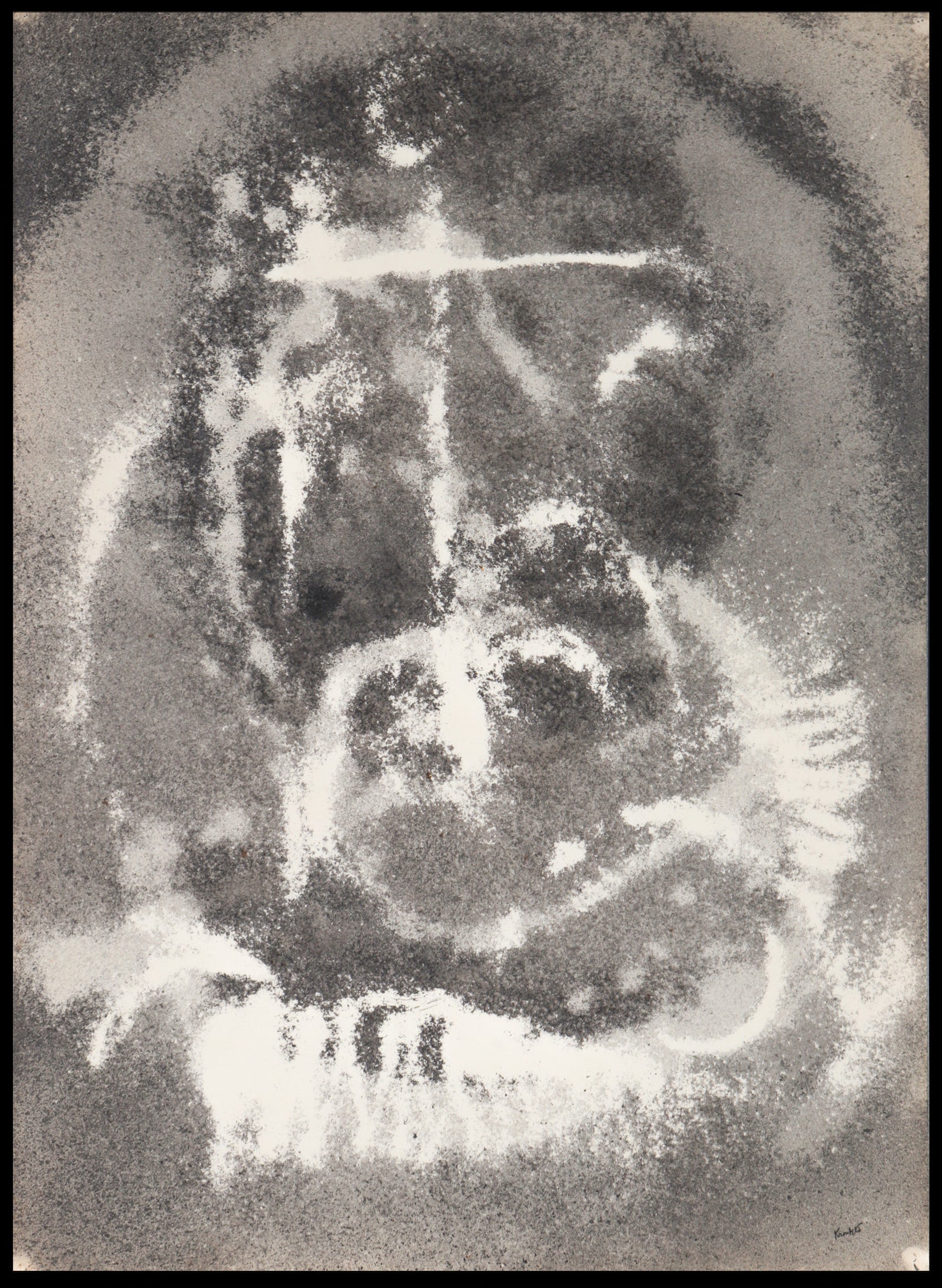 Gestural Monochromatic Abstract<br>1970s Mixed Media<br><br>#C2257