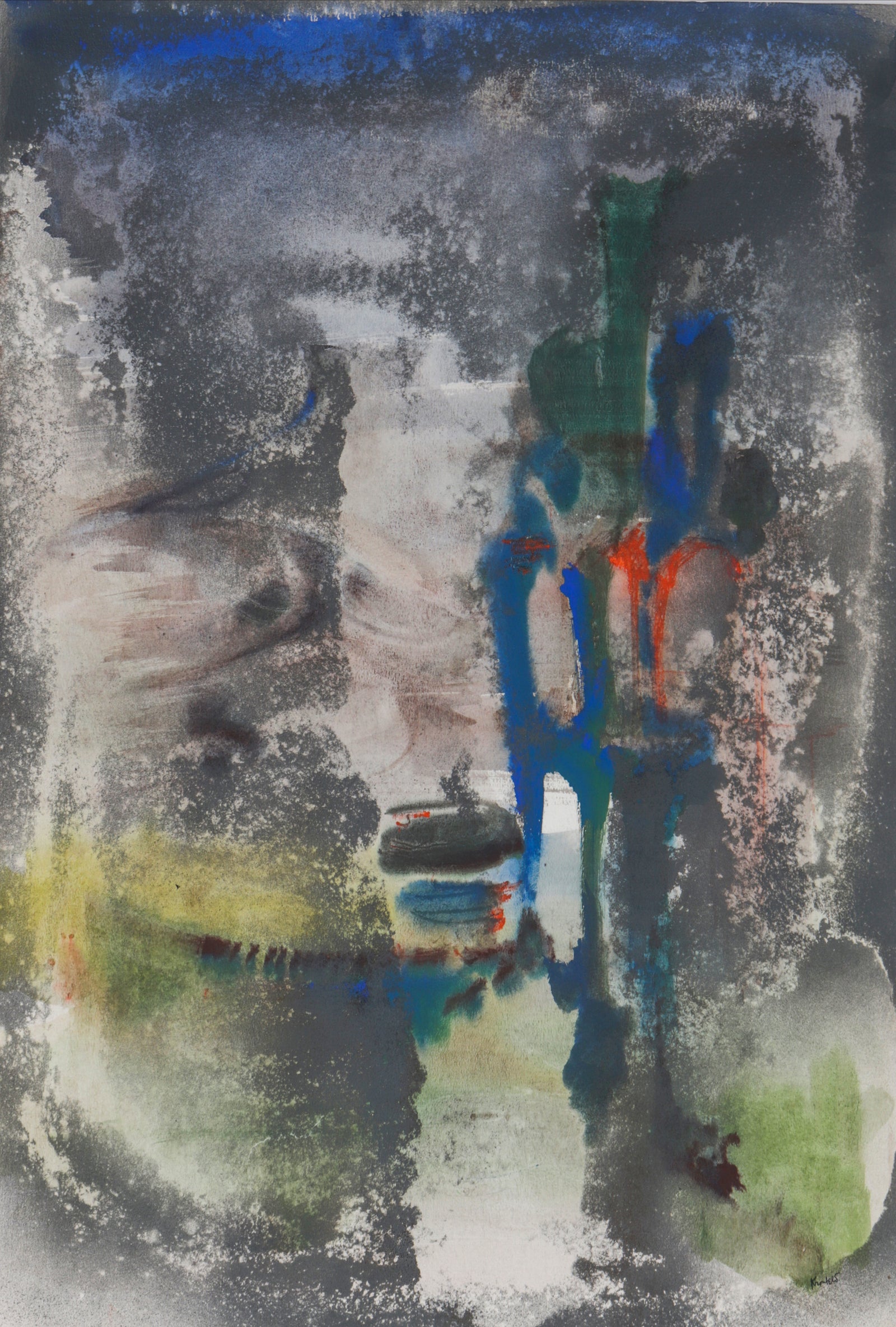 Car in Passing Abstract<br>20th Century Mixed-Media<br><br>#C2262