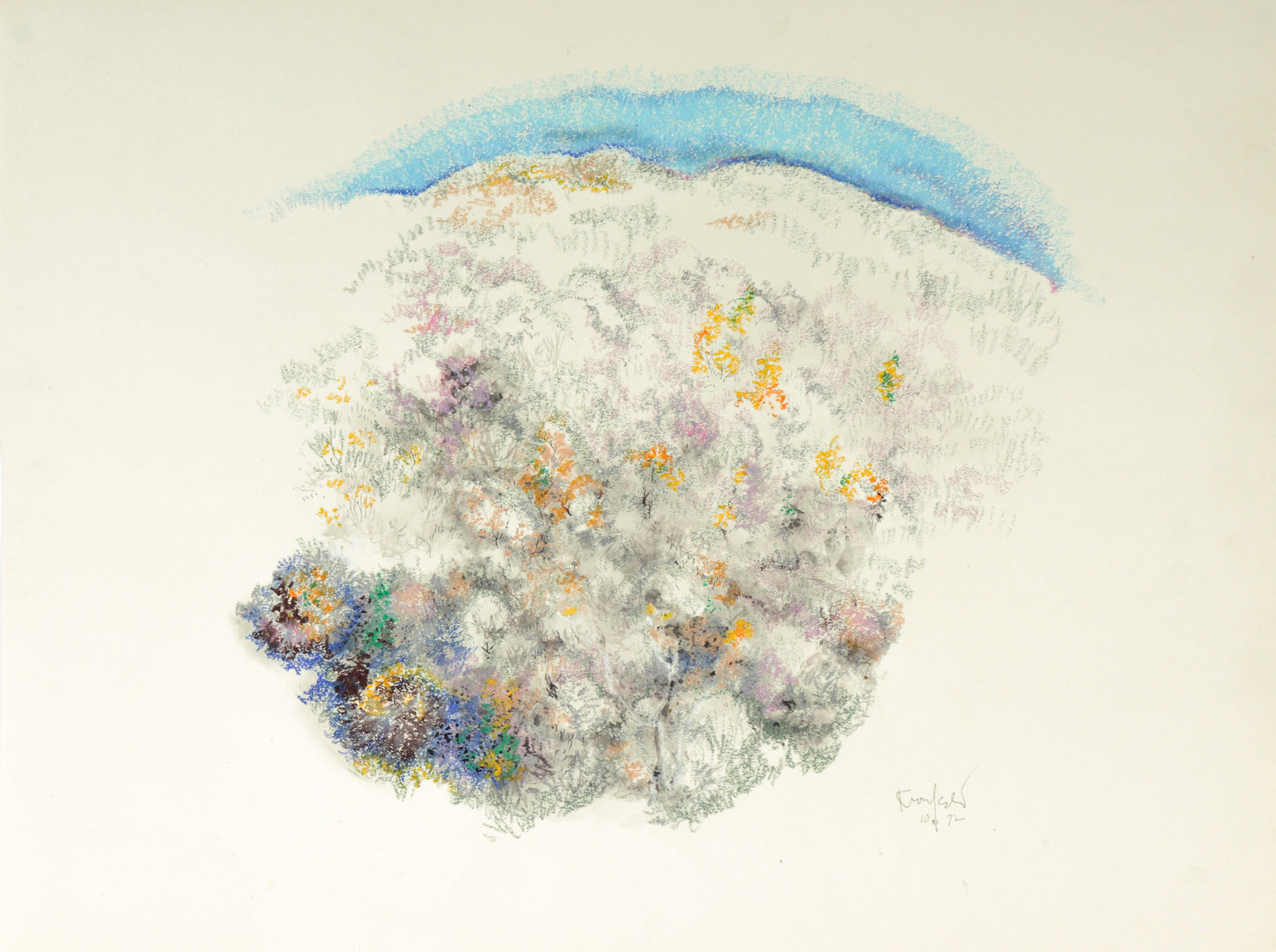 Abstracted Hillside Study <br>1970 Mixed Media<br><br>#C2270