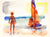 Figures on the Beach<br>20th Century Watercolor<br><br>#C2271
