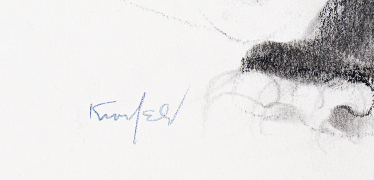 Cougar in Action<br>20th Century Charcoal<br><br>#C2275