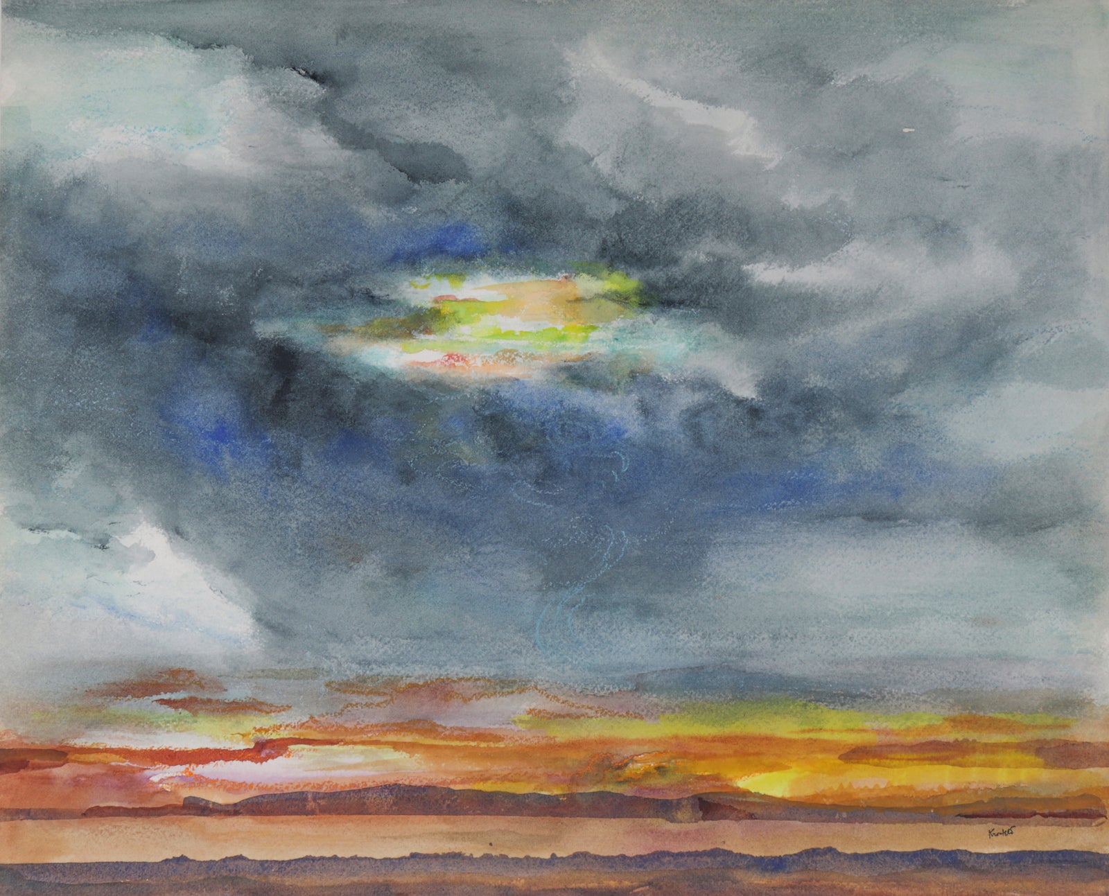 Stormy Horizon<br>1970s Watercolor<br><br>#C2280