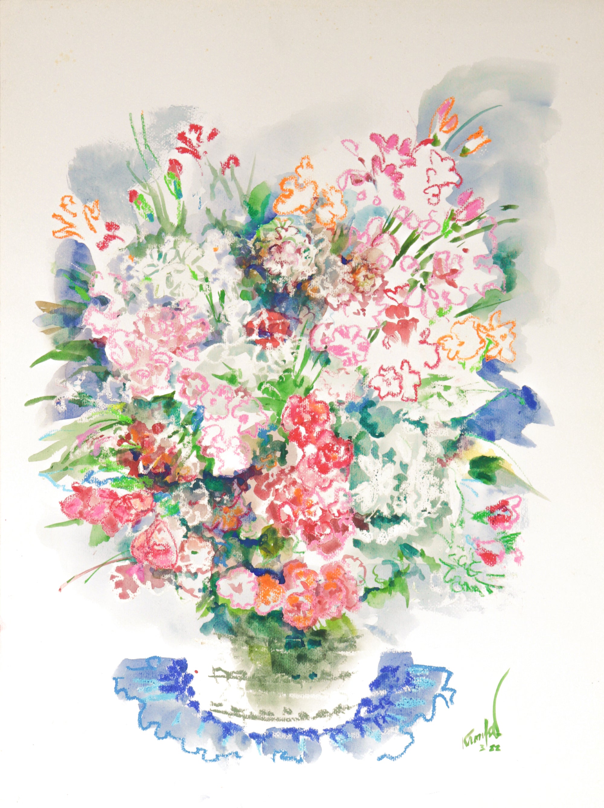 Spring Flower Bouquet<br>1982 Watercolor & Pastel<br><br>#C2282