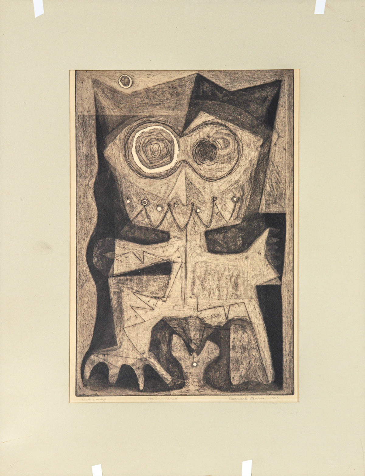 <i>Owl Image</i><br>1953 Etching <br><br>#C2349