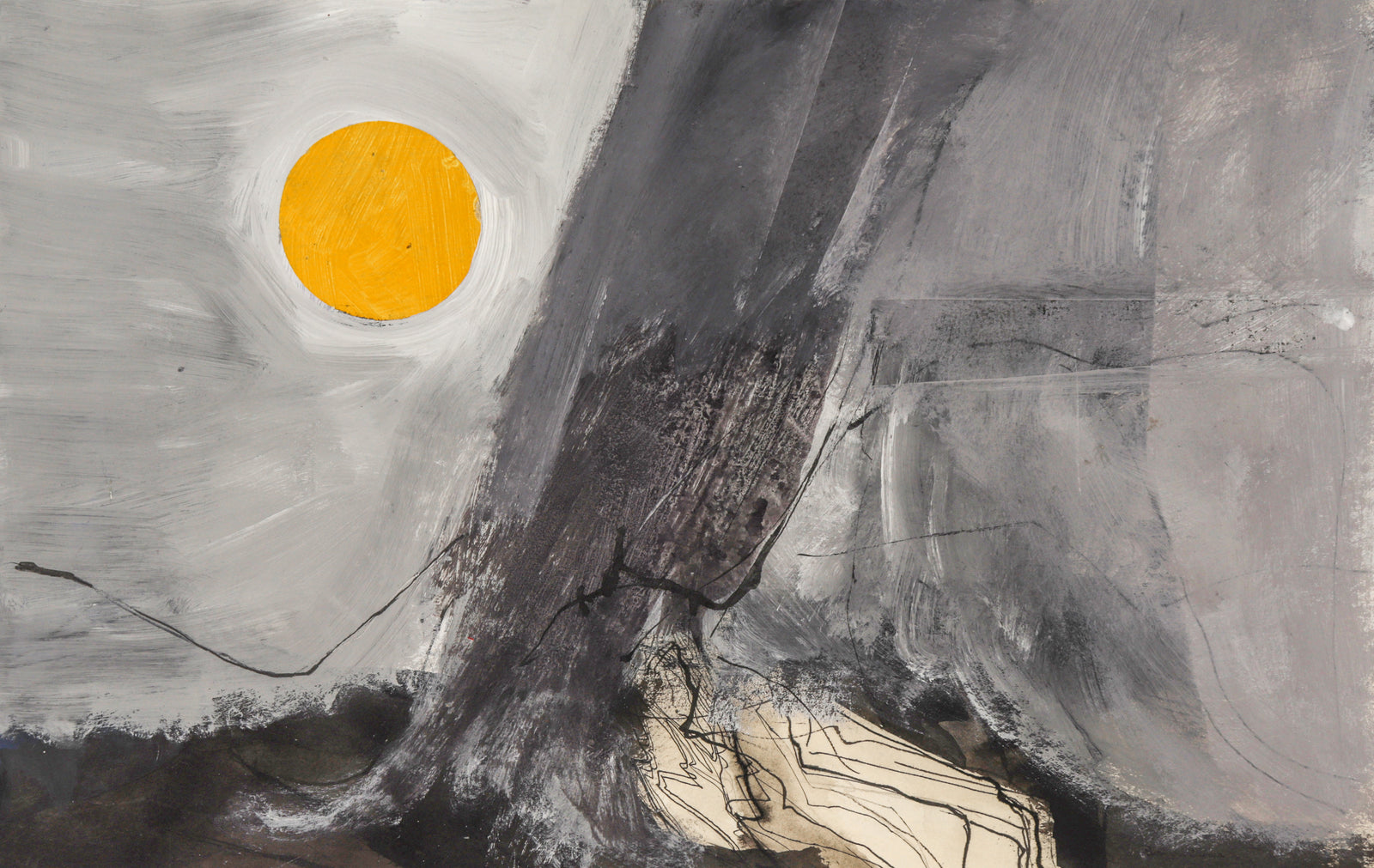 <i>Mountainscape with Yellow Disc</i><br>1962 Acrylic<br><br>#C2352