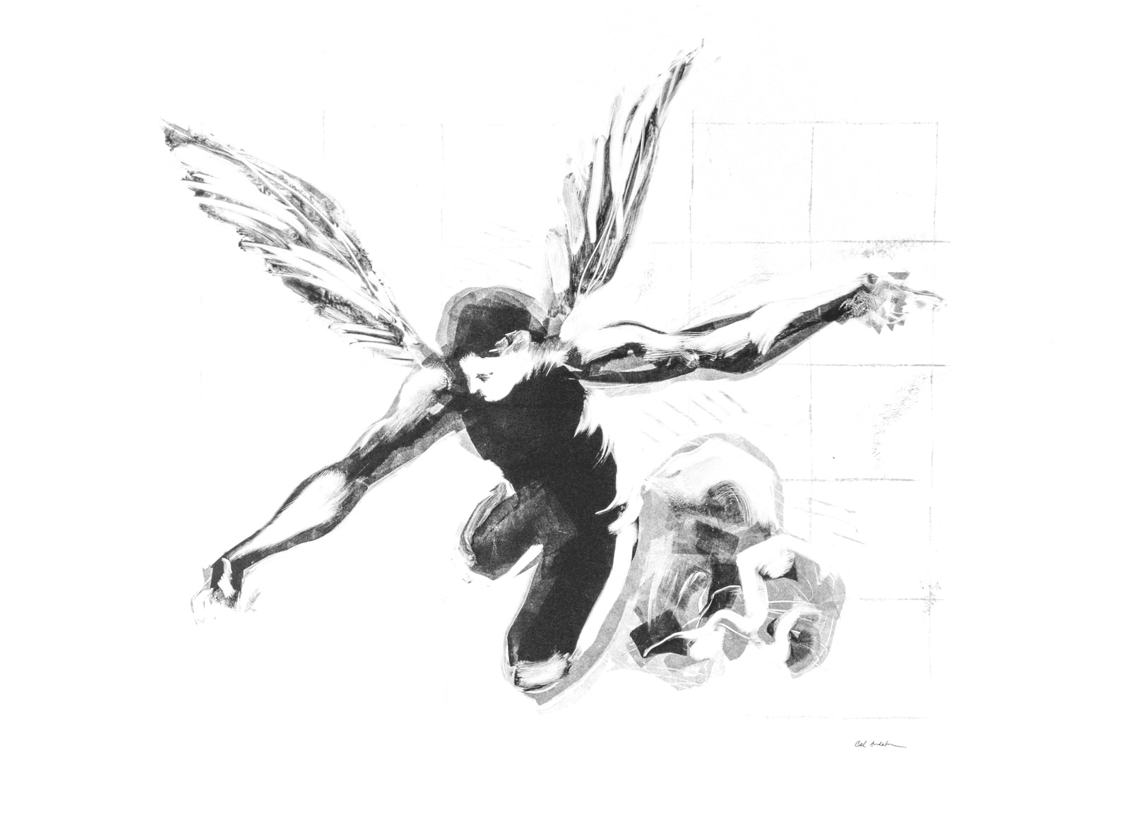 Soaring Angel <br>20th C. Monotype<br><br>#C2360