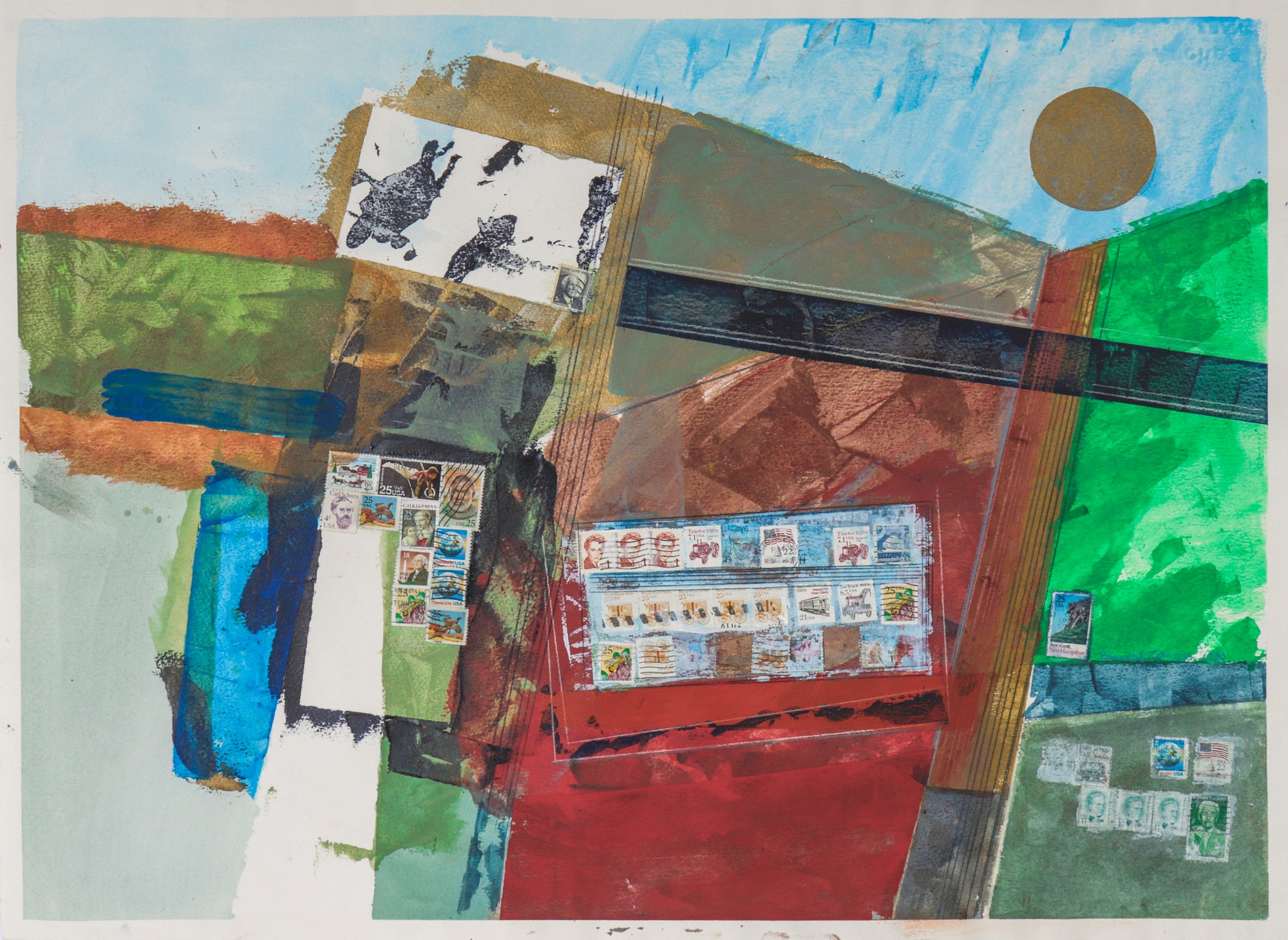 <i>On the Way to Las Vegas</i> <br>1993 Mixed Media Collage <br><br>#C2400