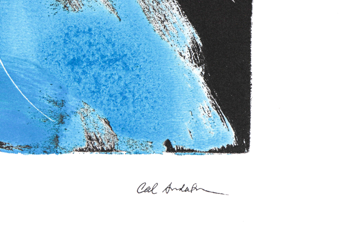 Cool Toned Whimsical Abstract <br>Mid Century Monotype <br><br>#C2479