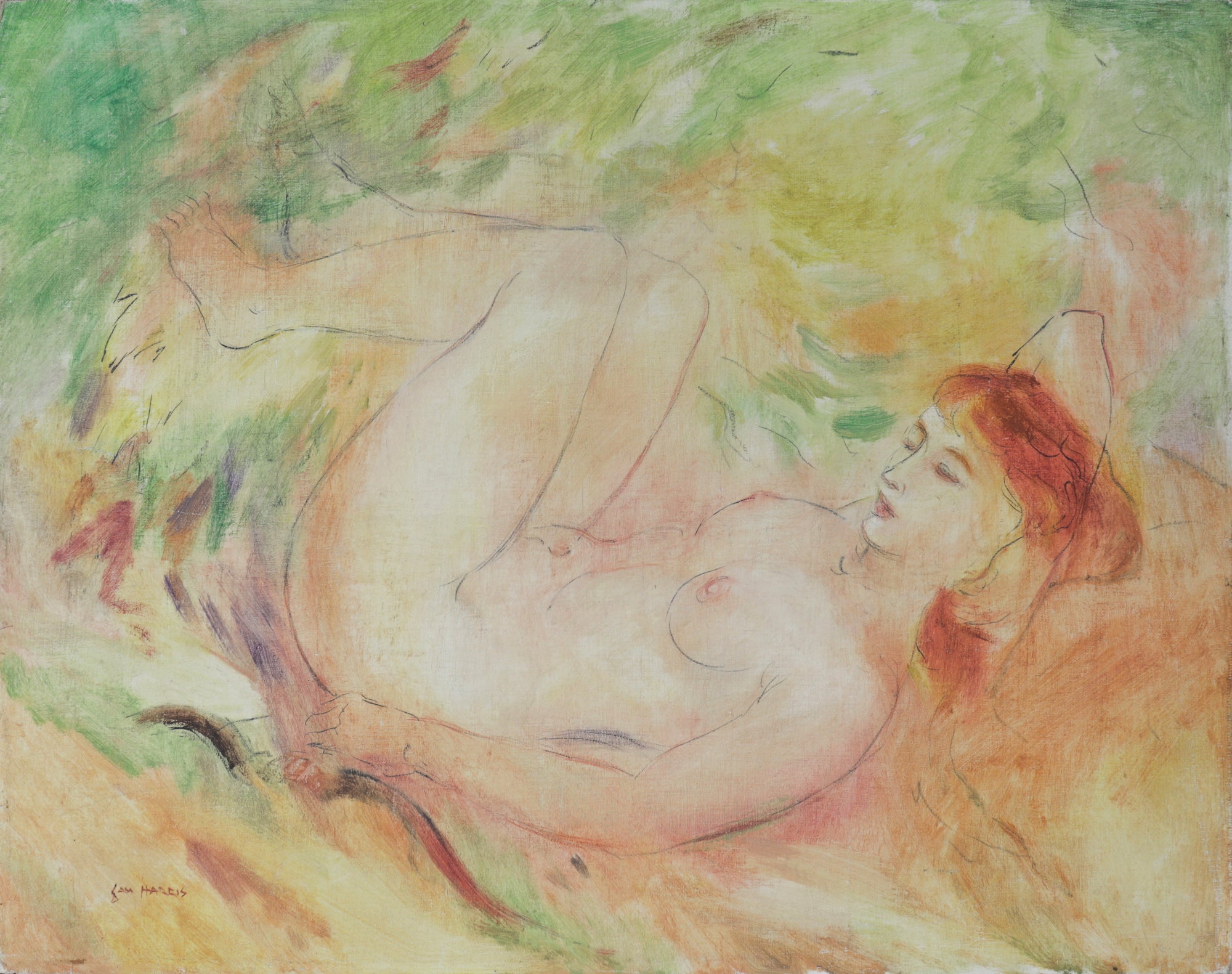 Dreamy Reclining Nude <br>1960s-1970s Oil <br><br>#C2506