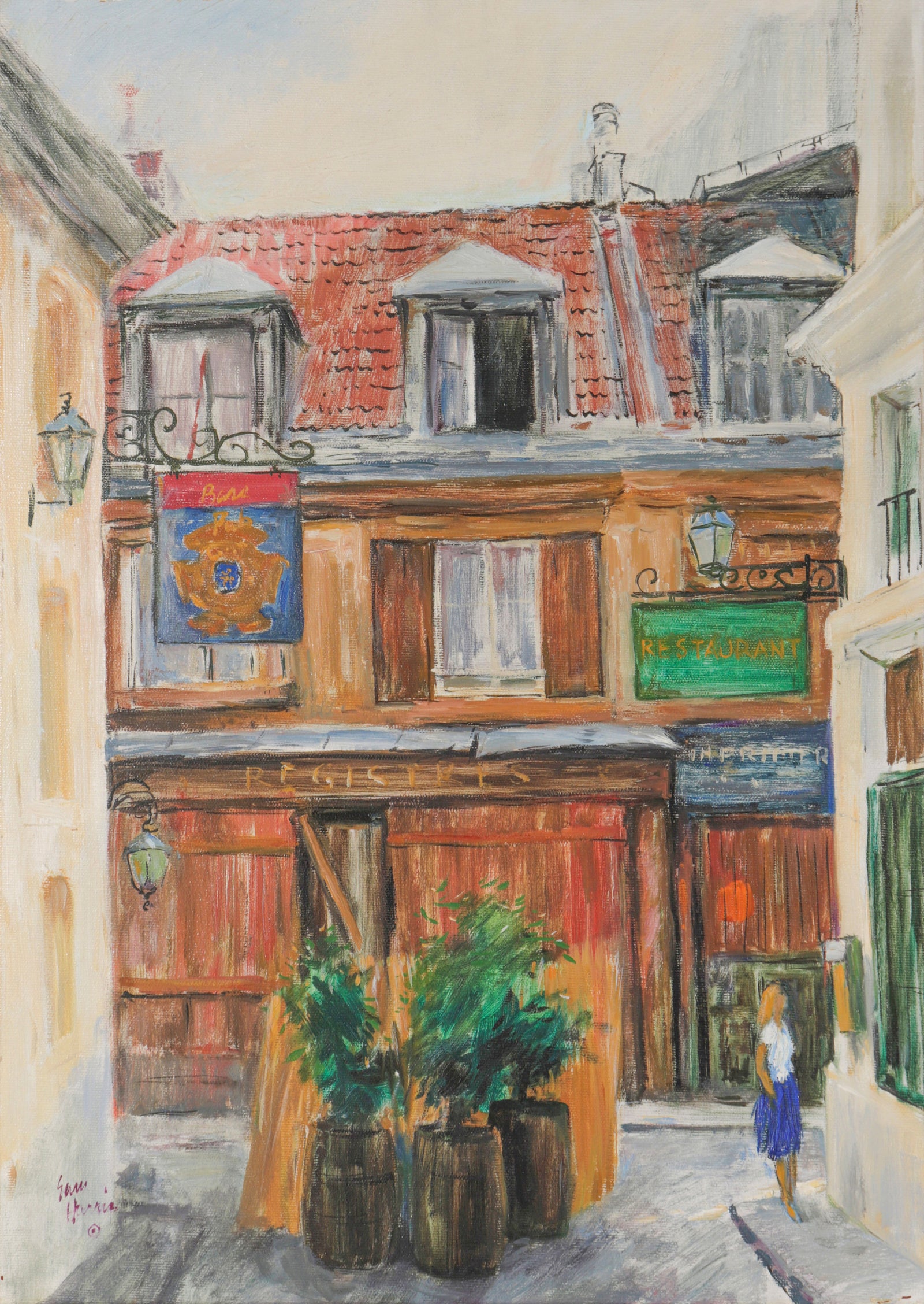 Paved Street of Paris <br>1960-70s Oil <br><br>#C2508