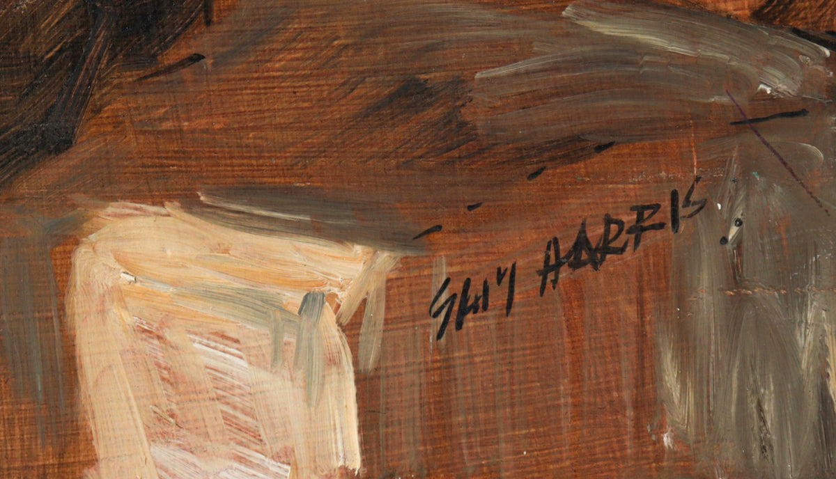 Crouched Trombone Player <br>1960s-1970s Oil <br><br>#C2514