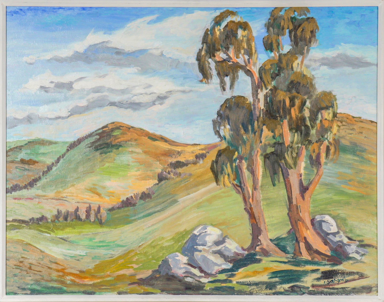 Northern California Hill Scene <br>1980 Oil <br><br>#C2566