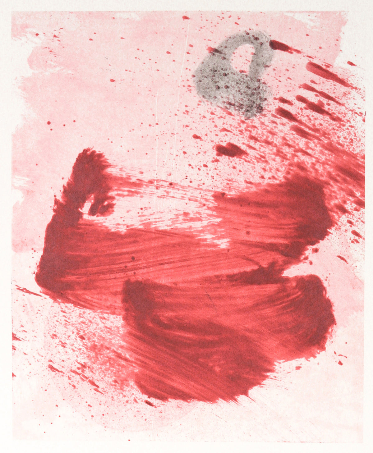 Red and Pink Gestural Abstract &lt;br&gt; 1992 Monotype &lt;br&gt;&lt;br&gt;#C2603