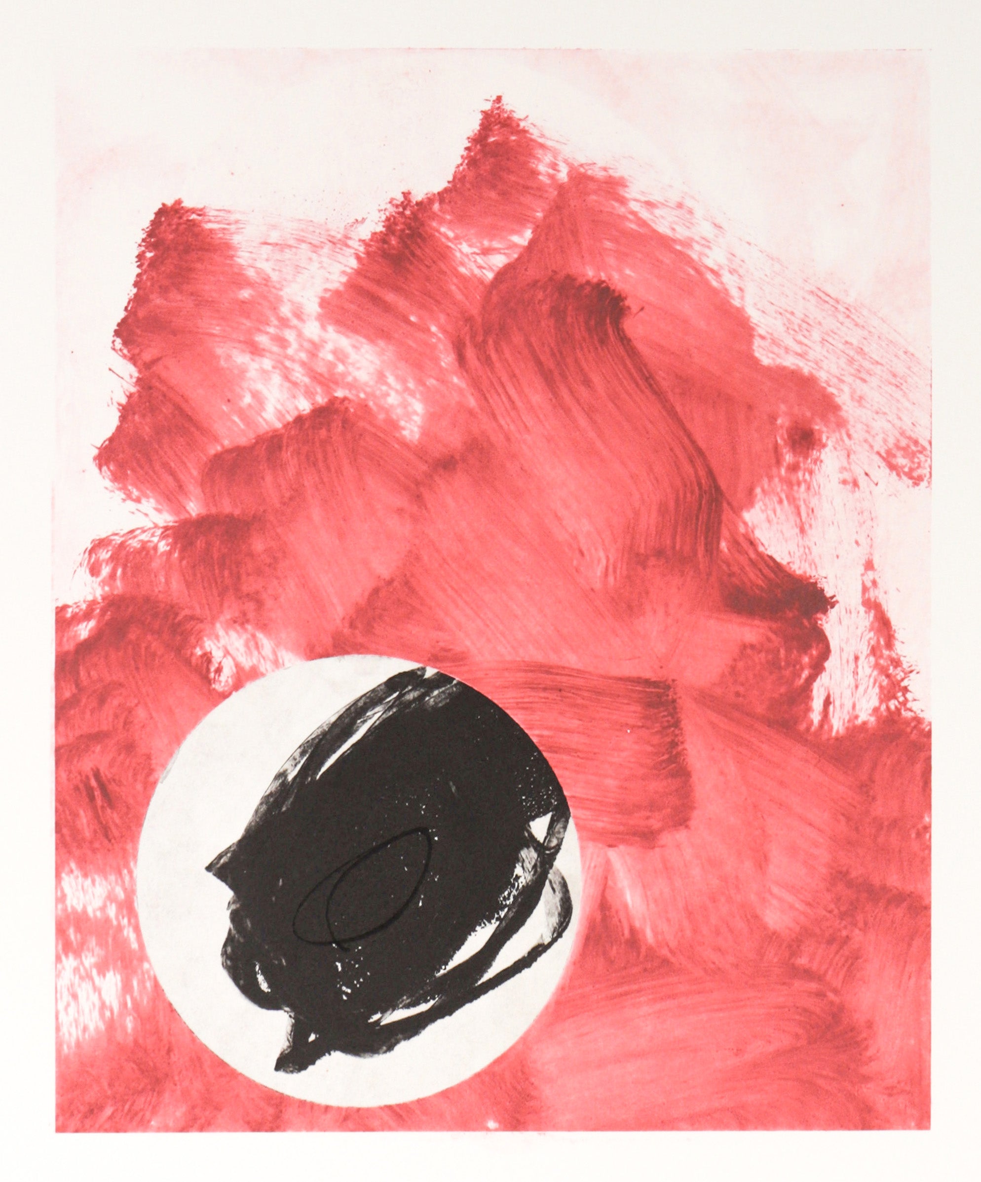 Red Gestural Abstract with Ellipse <br> 1992 Monotype<br><br>#C2608