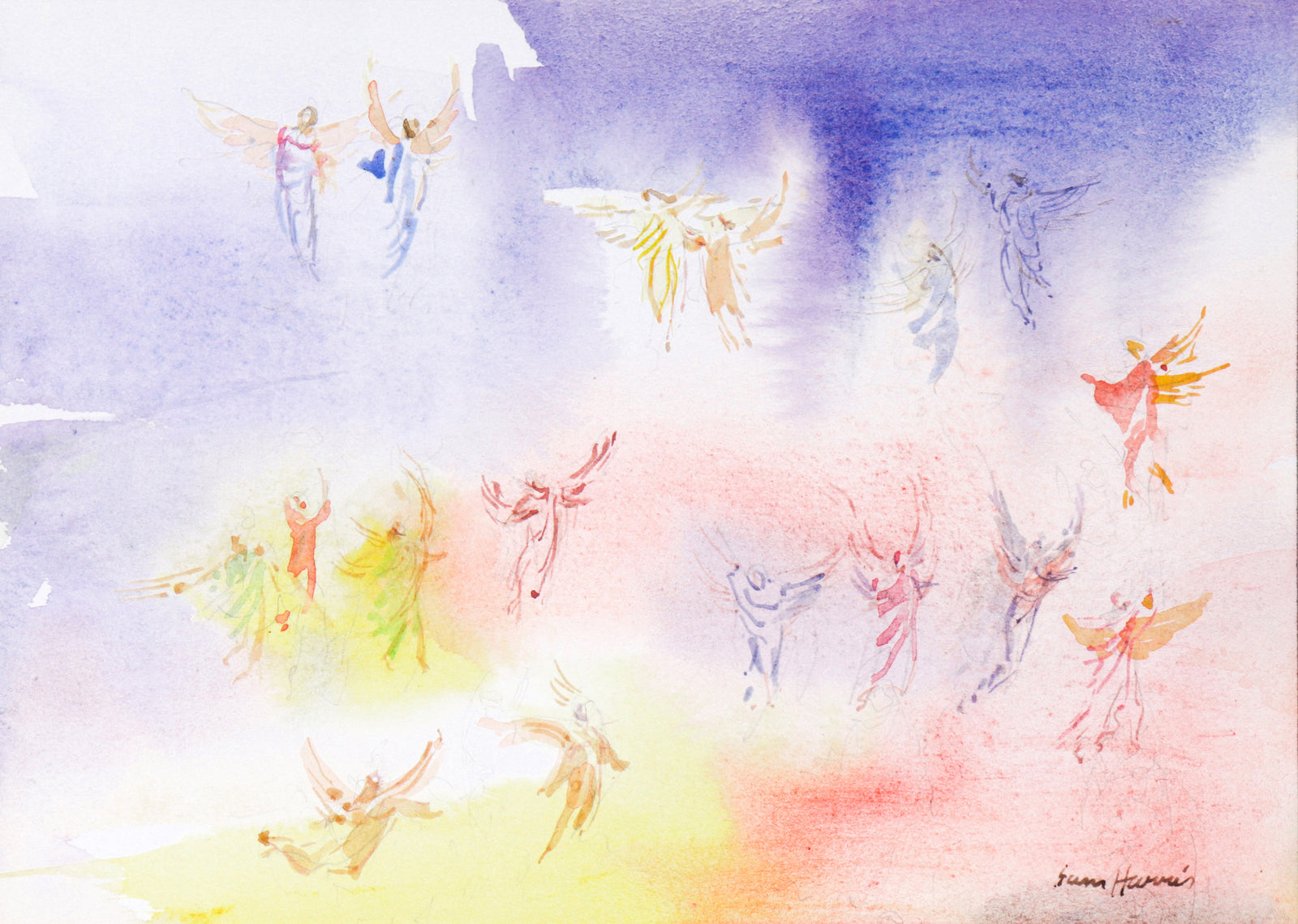 Angelic Figures<br>20th Century Watercolor<br><br>#C2632