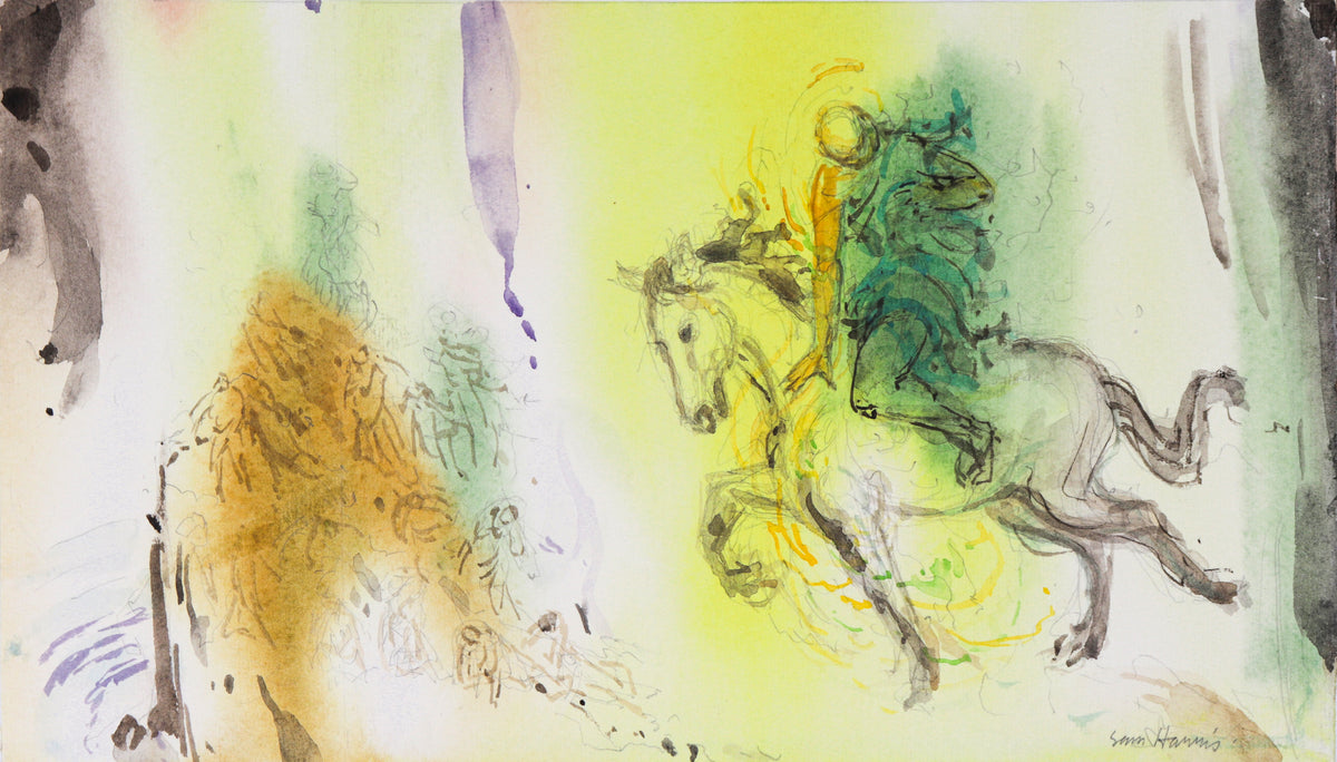 Modernist Figure on Horseback&lt;br&gt;20th Century Watercolor&lt;br&gt;&lt;br&gt;#C2633