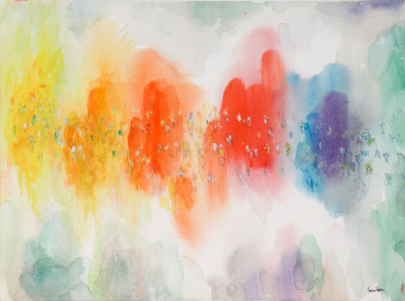 Bright & Whimsical Abstraction<br>20th Century Watercolor<br><br>#C2634