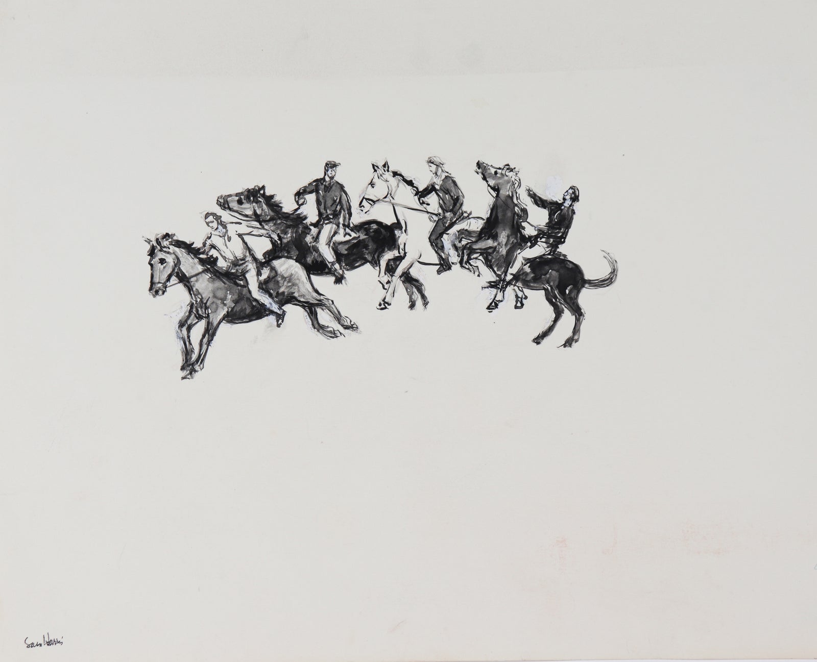 Monochromatic Figures on Horseback<br>20th Century Ink<br><br>#C2635