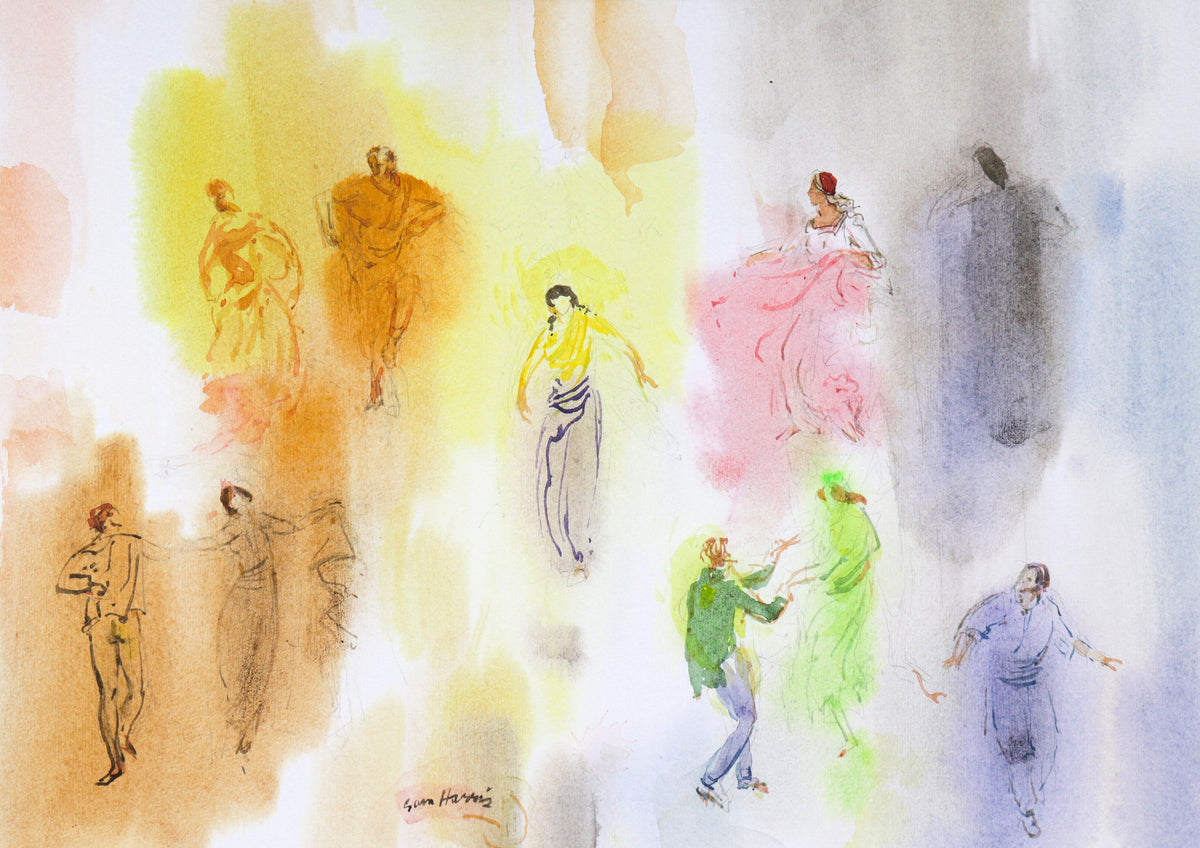 &lt;I&gt;Dancing for Joy&lt;/I&gt; &lt;br&gt;20th Century Watercolor&lt;br&gt;&lt;br&gt;#C2637