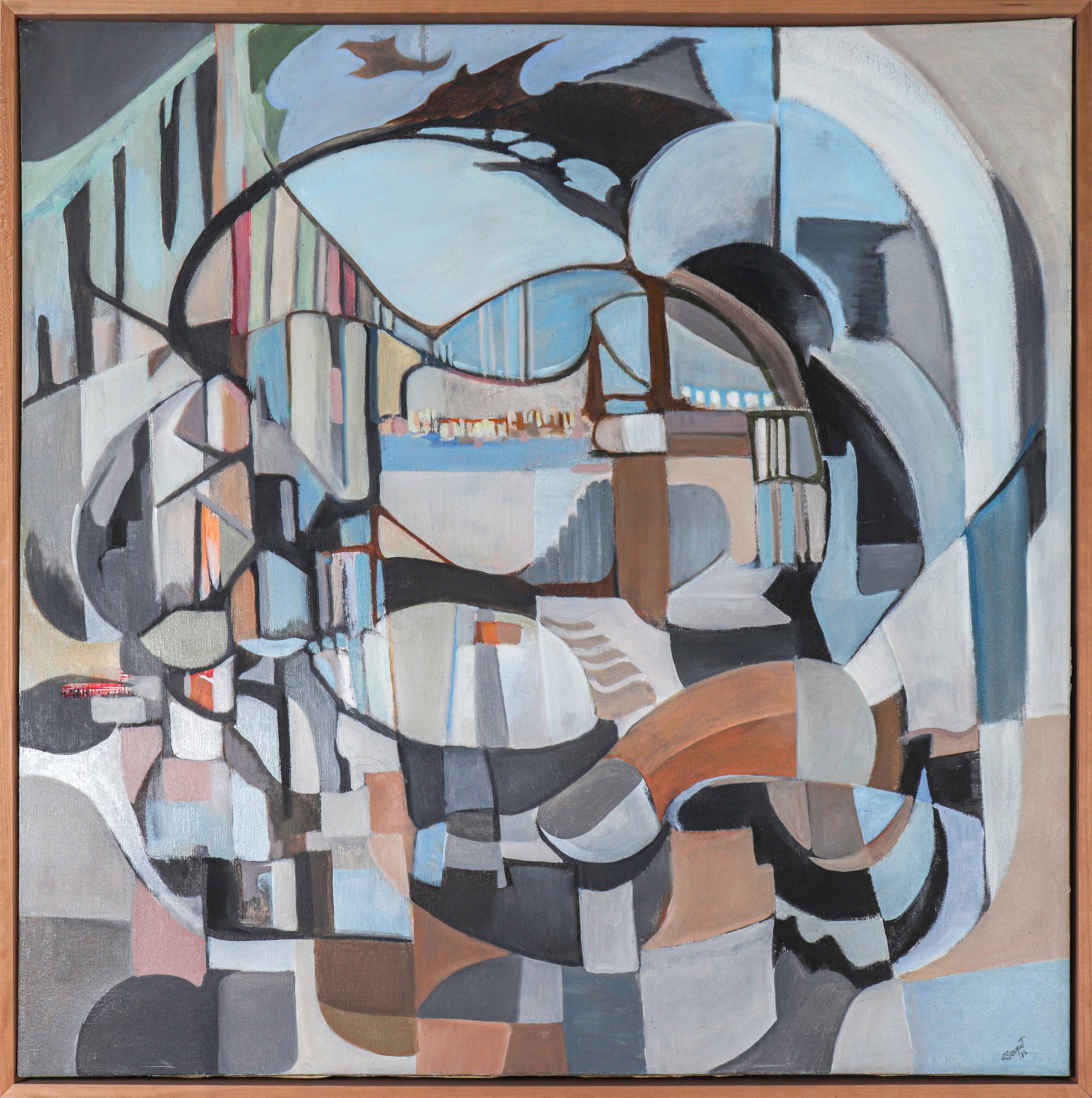 Deconstructed San Francisco Cityscape <br>1983 Oil <br><br>#C2729