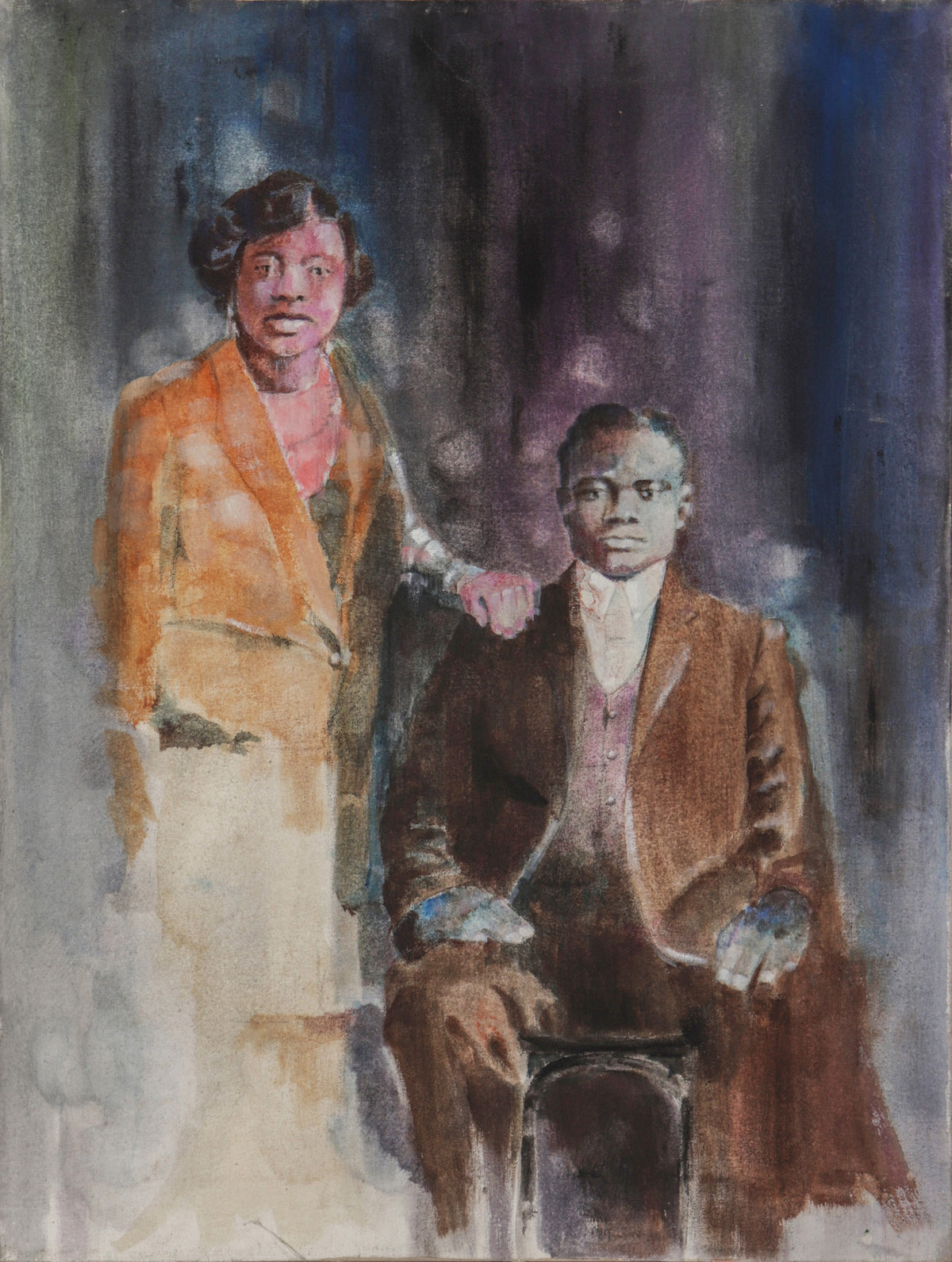 Modernist Portrait of a Couple&lt;br&gt;20th Century Oil&lt;br&gt;&lt;br&gt;#C2730