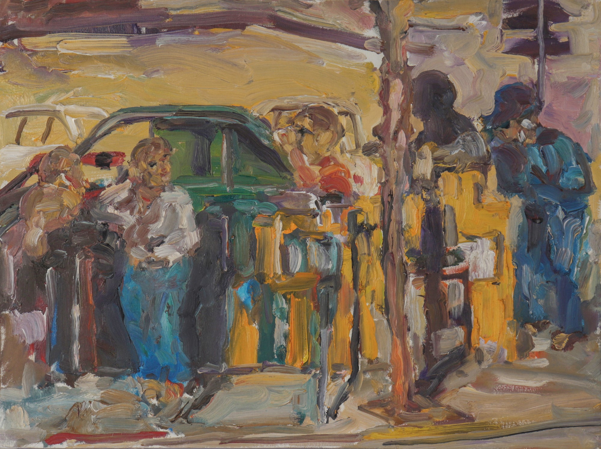 Abstracted Figures Crossing the Street<br>20th Century Oil<br><br>#C2734