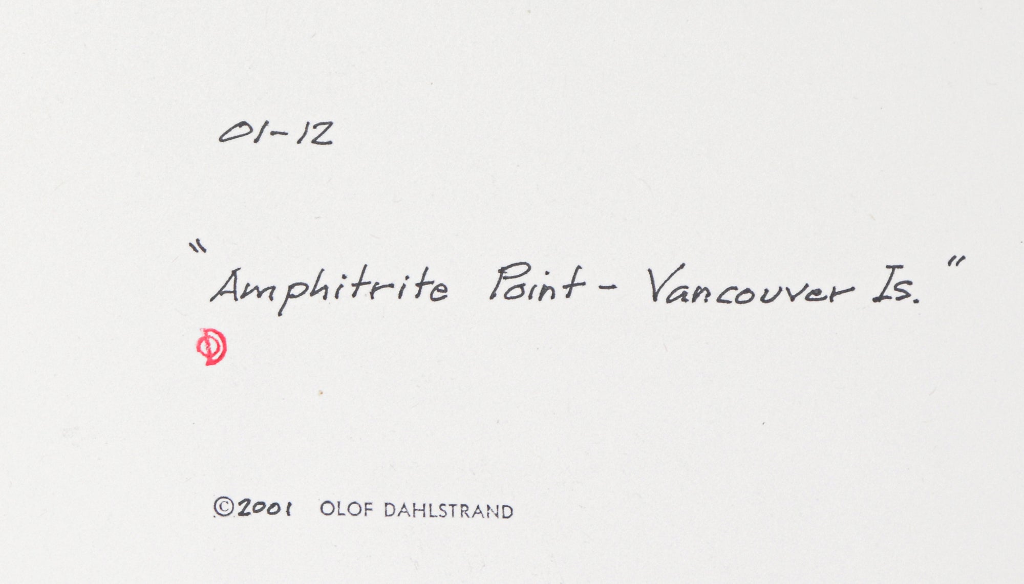 <I>Amphitrite Point - Vancouver Is</I> <br>2001 Graphite<br><br>#C2746