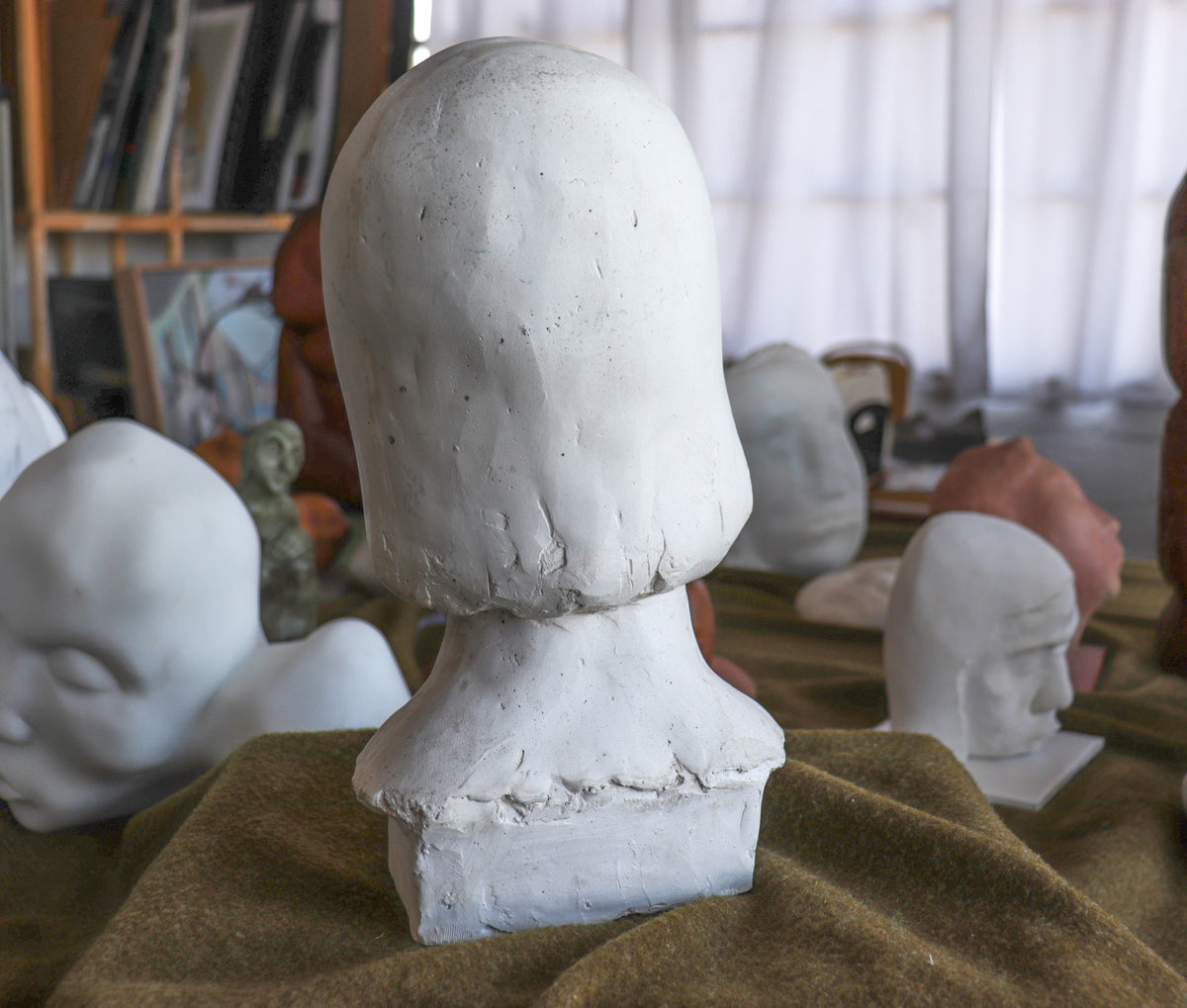 Thoughtful Feminine Bust <br>20th Century Plaster <br><br>#C2785