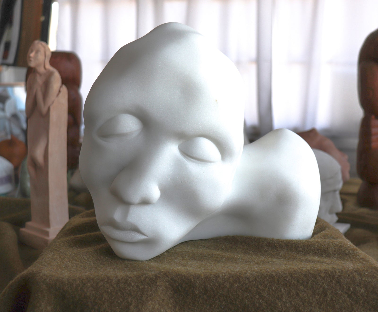 Resting Horizontal Bust<br>20th Century Carrara Marble Sculpture<br><br>#C2797