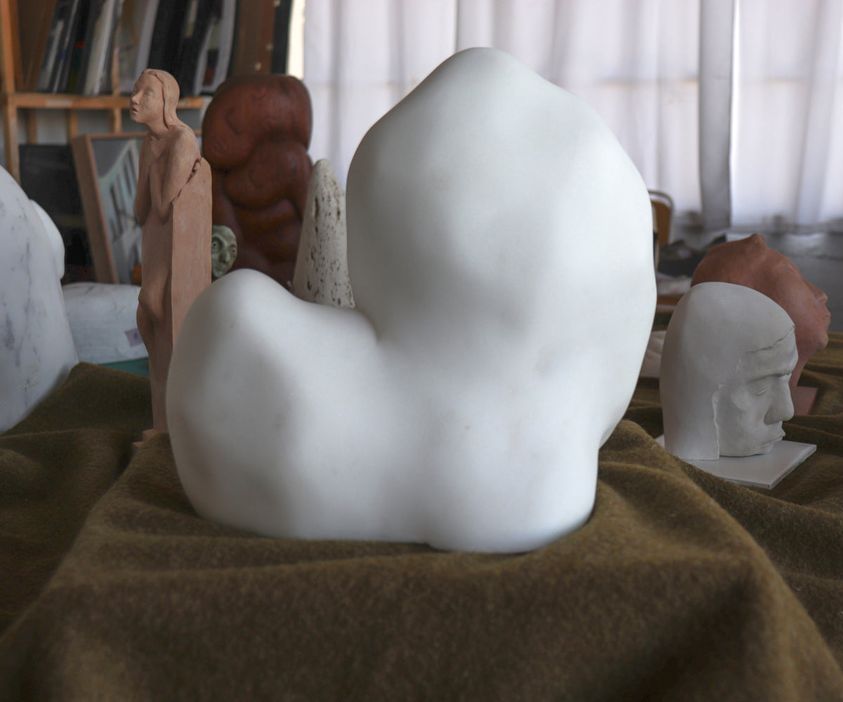 Resting Horizontal Bust<br>20th Century Carrara Marble Sculpture<br><br>#C2797